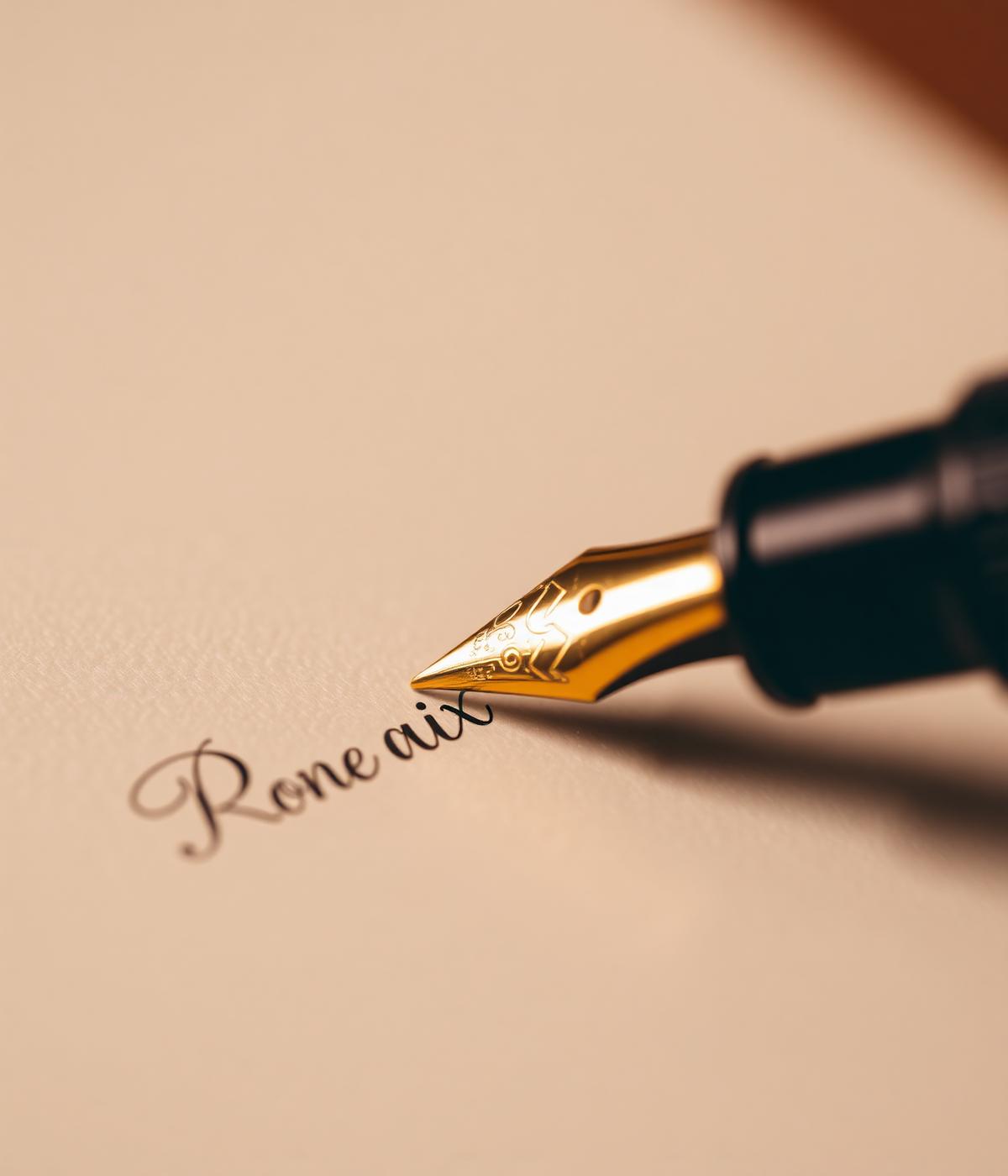 Fountain pen writing on cream paper
